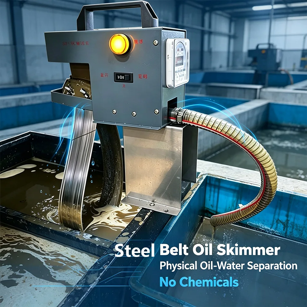 Extend Coolant Life Steel Belt Oil Skimmer 25L/H High Efficiency Tramp Oil Separator For Machining Center