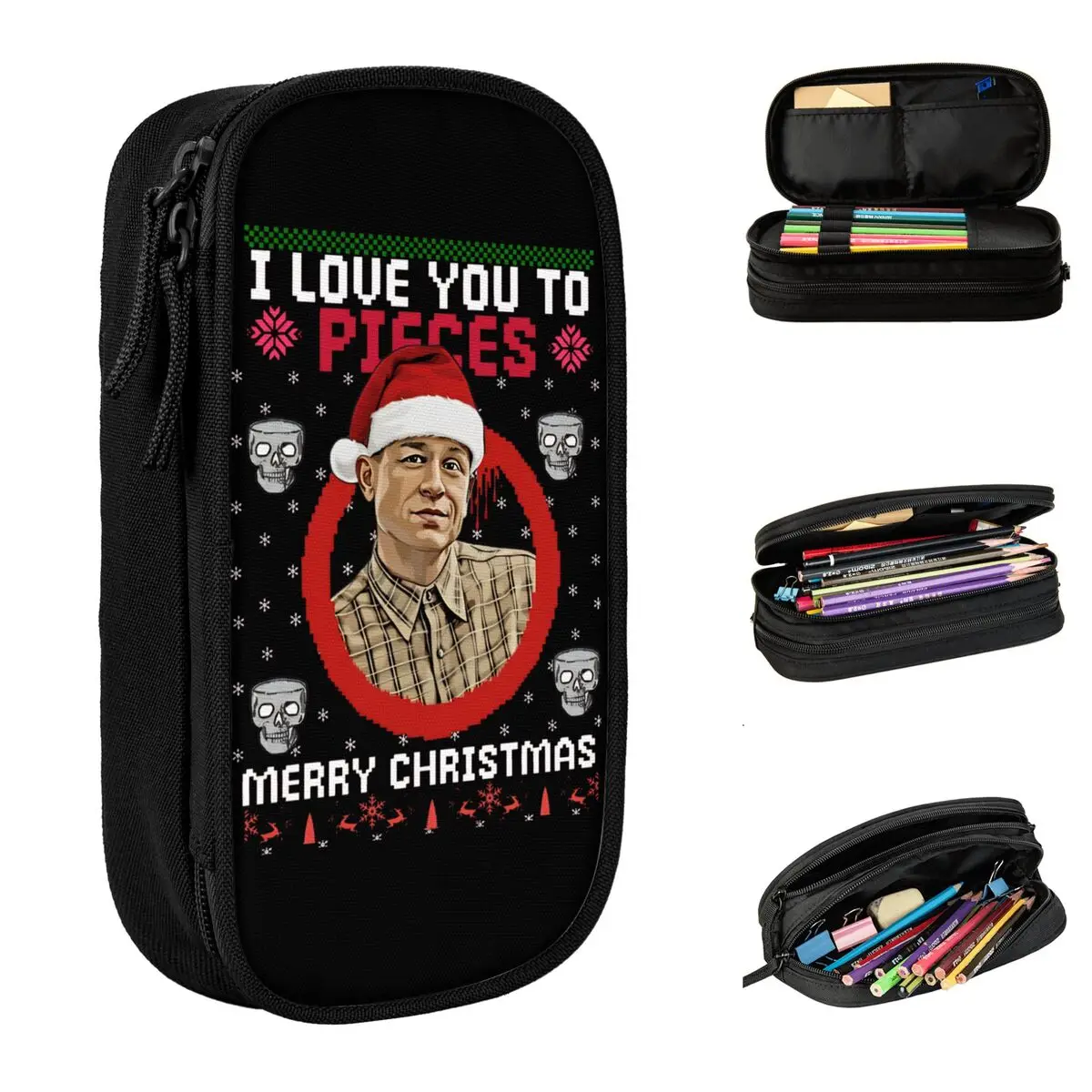 Charlie Hunnam As Ed Gein I Love You Pieces Merry Christmas Pencil Cases Cute Pen Bags for Student Big Capacity Pencil Pouch