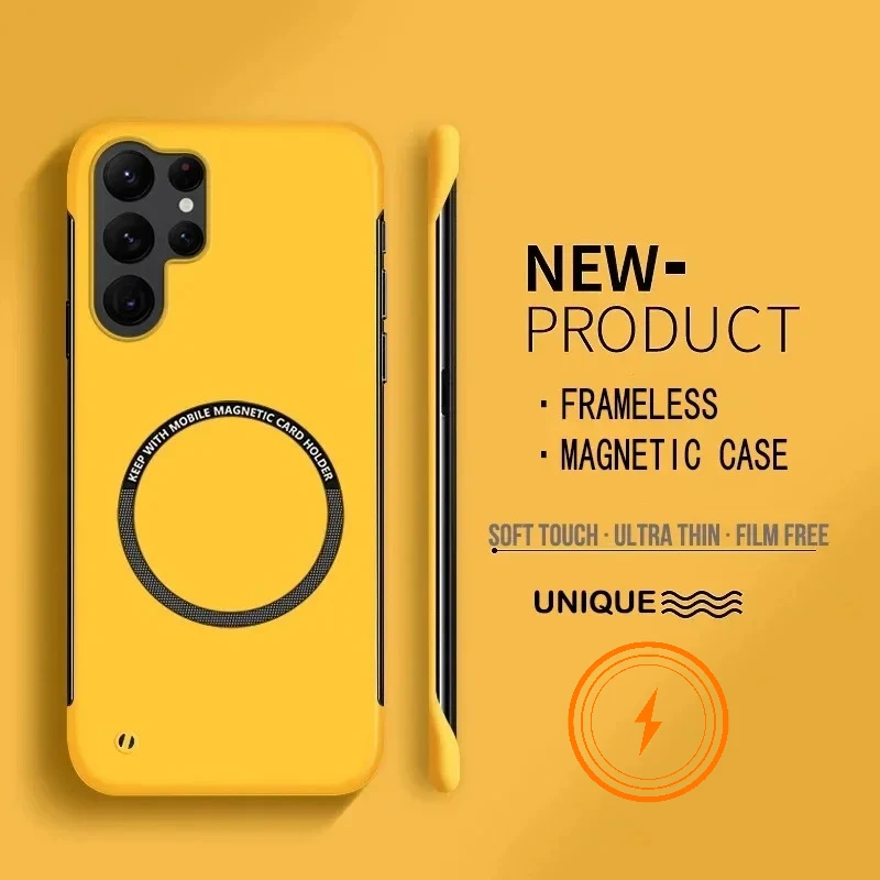 Ultra Thin Hard PC Magnetic Frameless Case For Samsung S26 S25 Edge S24/23/22/21 Ultra Plus FE A56/36/55 PC Matte Protect Cover