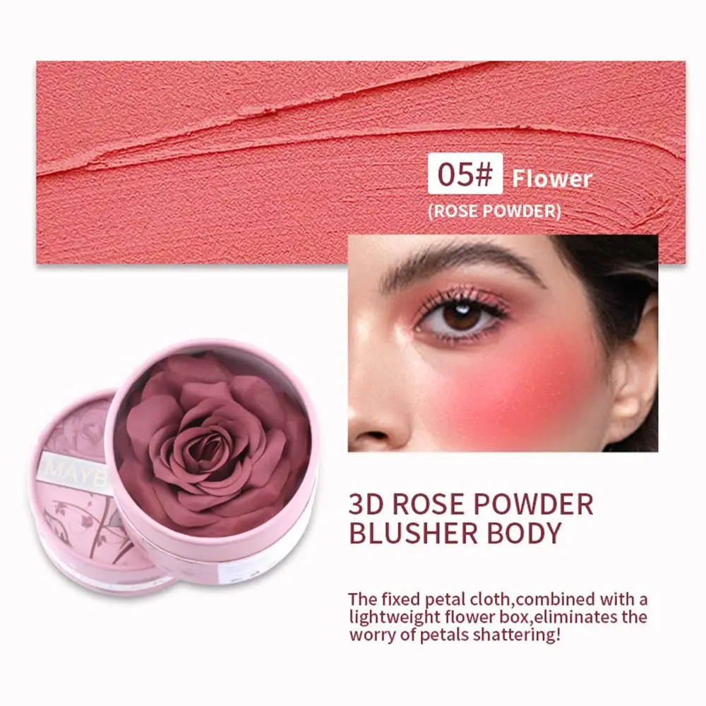 3D Rose Petals Powder Blusher Multicolor Natural Brightening Highlight Grooming Palette High Visibility Color Matte Cosmetics