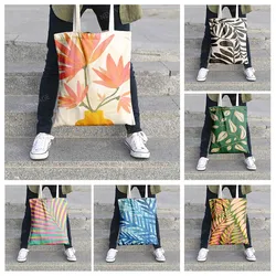 Canvas shoulder bag organization storage Handbags cosmetics travel Women's bag Shopping Fabric pouch nordic boho Customizable