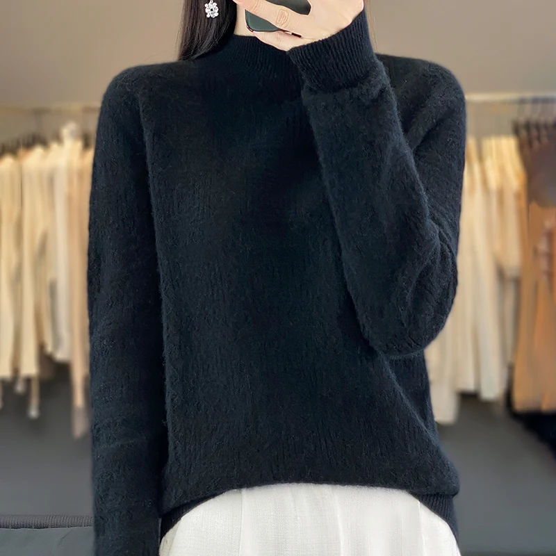 Magic Square Half High Neck Pullover for Autumn and Winter Women's New Top Skincare High end Blouse