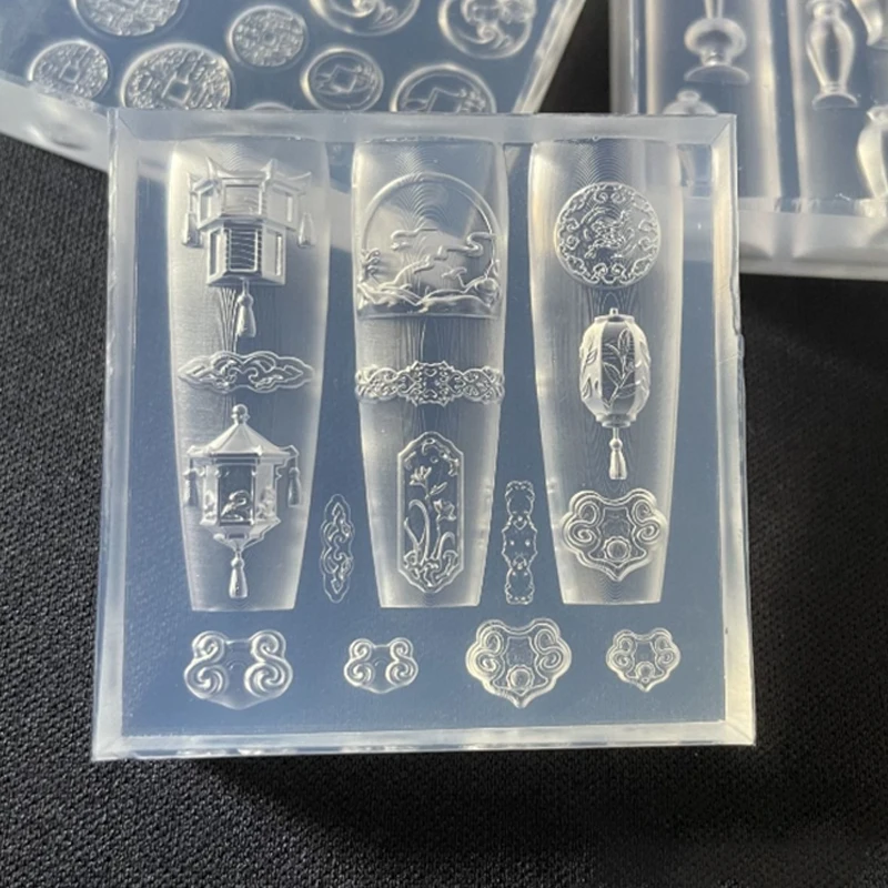 만화 미니 도자기 병 별 랜턴 실리콘 네일 몰드 네일 스탬핑 장식 네일 DIY 디자인 매니큐어 아트 도구