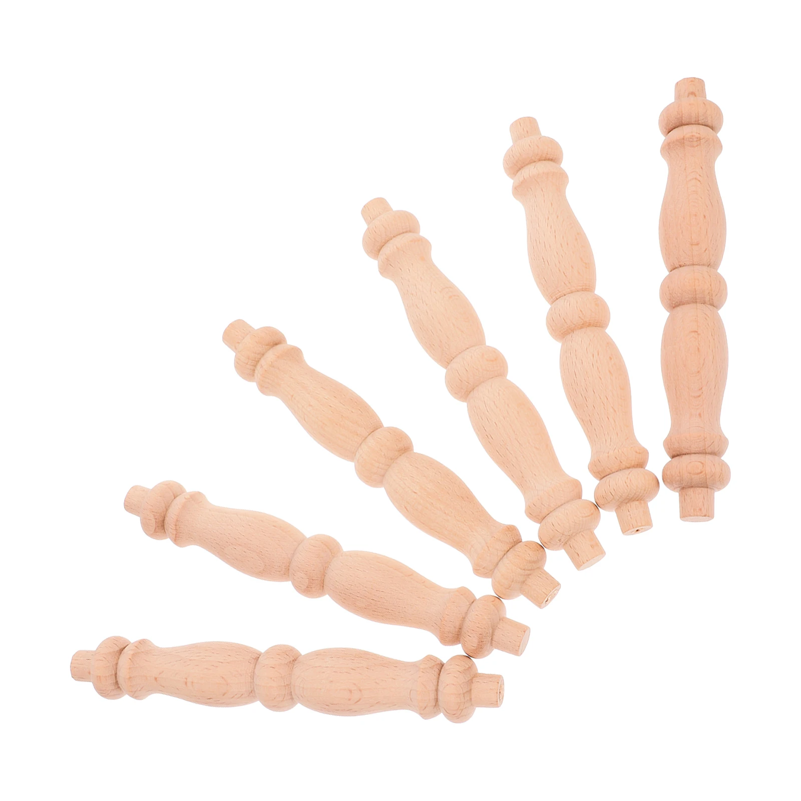 

6 Pcs Wood Cabinet Railings Spindles Stair Deck Unfinished Furniture Craft Durability Unfinished Spindles Home Decor