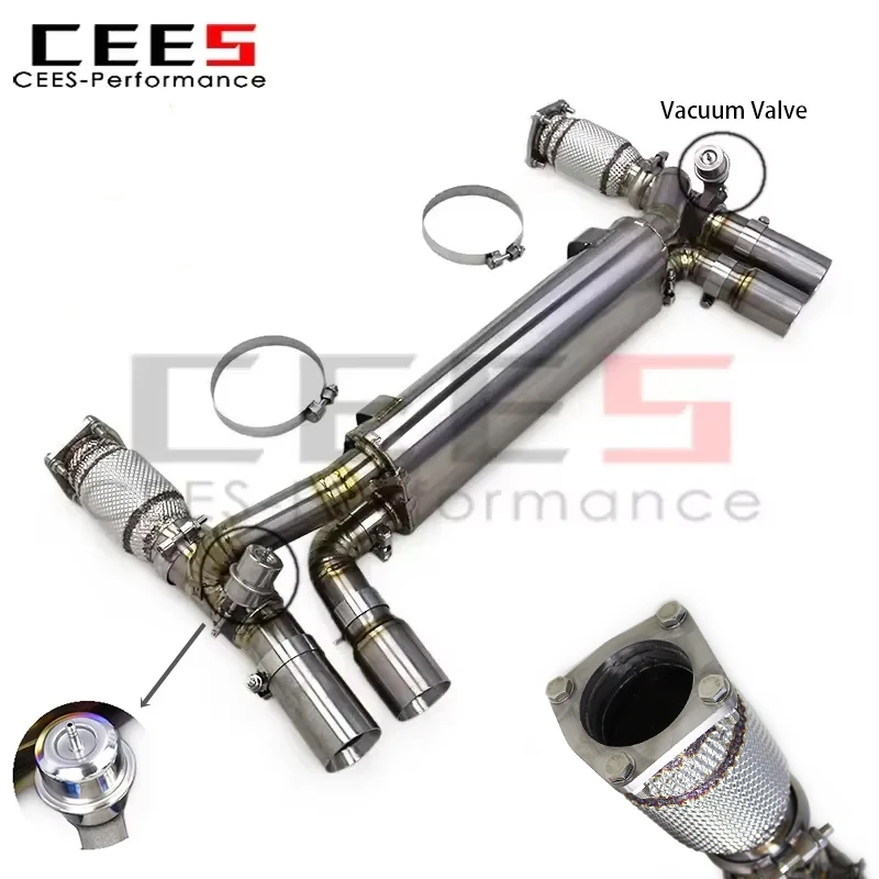 

cees Axle Exhaust No Cat Downpipe for Porsche 911 996 Turbo 3.6 1997-2005 Valvetronic Valve Exhaust Muffler Pipe System