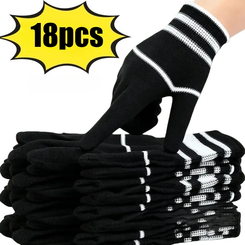 18pcs 9 Pairs Nylon Gloves - Lightweight Grip Texture, All-Season, for Sports and Leisure, Simple and Stylish Design, Suitable f