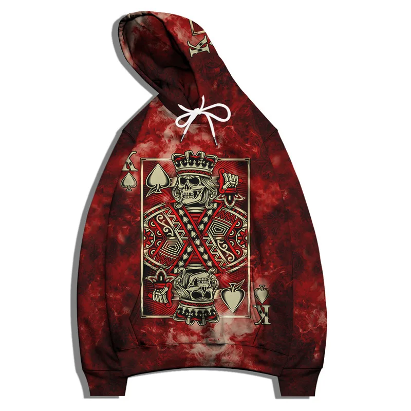 New 2023 Mens Fashion Hoodies Leopard Poker King 3D Print Clothing Pullover Female Casual Hooded Sweatshirt Size S-6XL Tracksuit