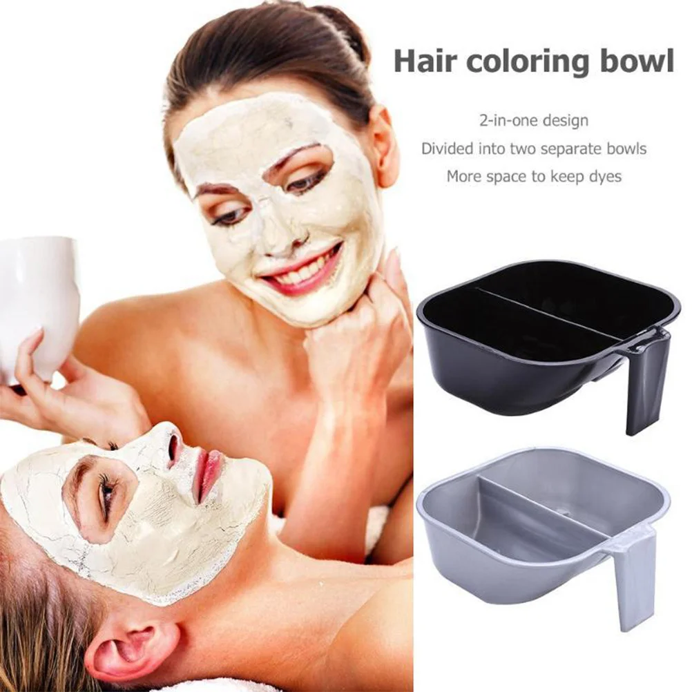 

1 pc Hair Dye Bowl 2 Compartment Separated Design Comfortable Handle For Salon Home Use Mixing Bowl Hair Coloring Tool Dye