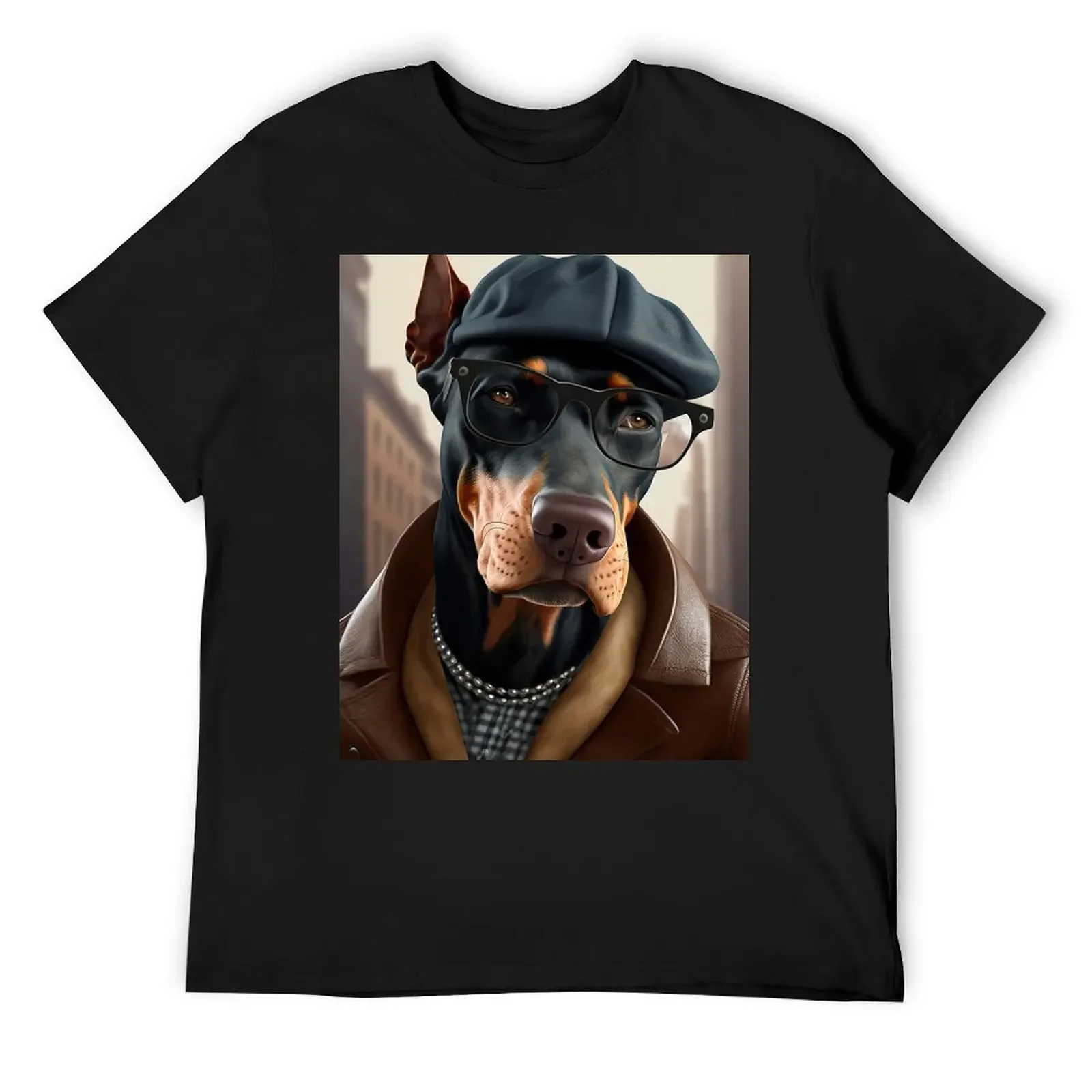 Dobermann Hipster Dog T-Shirt plus size clothes new edition big and tall t shirts for men