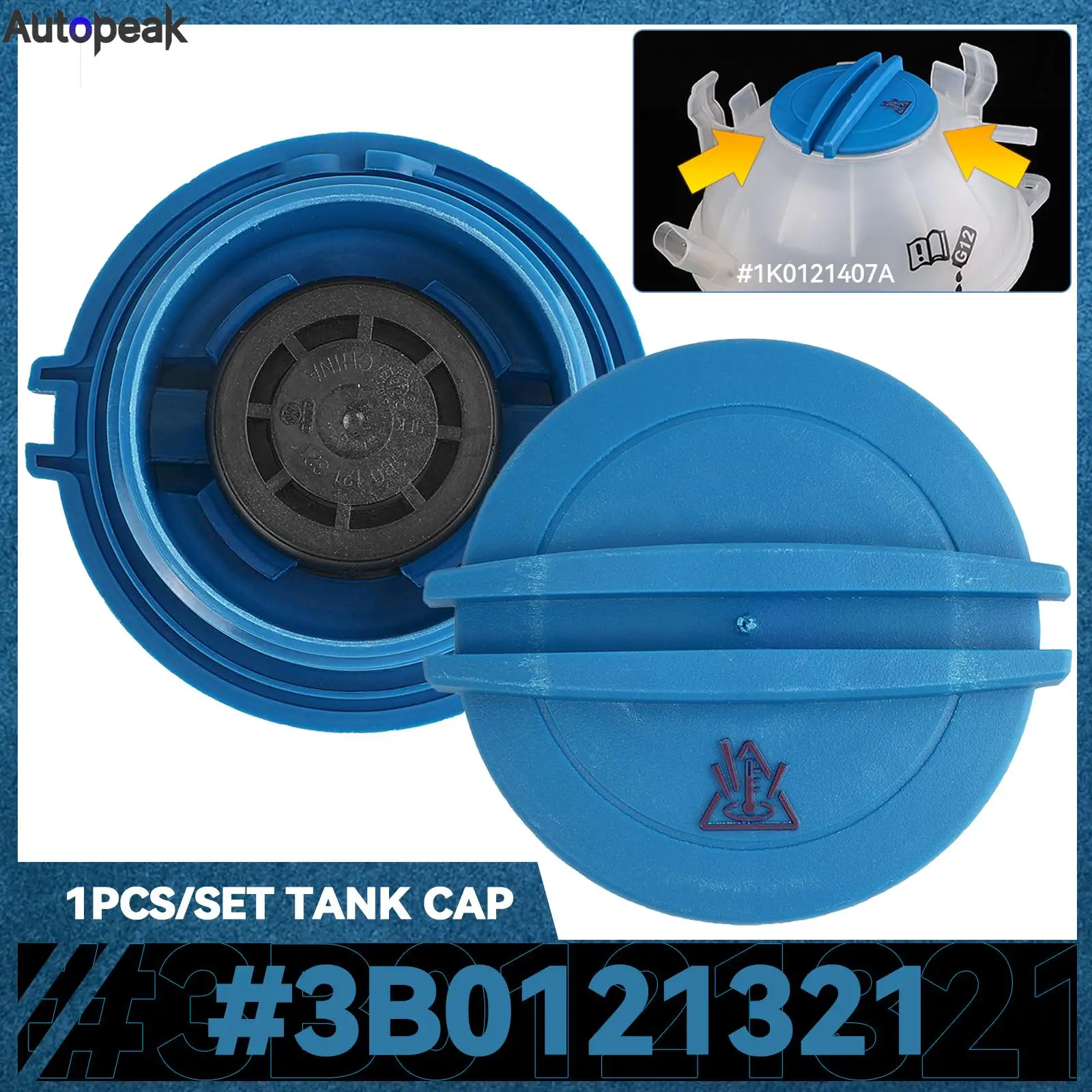 3B0121321 COOLANT EXPANSION HEADER OVERFLOW TANK CAP FOR AUDI A3 A4 A5 A6 TT VW CADDY GOLF PASSAT POLO TRANSPORTER T5 MULTIVAN