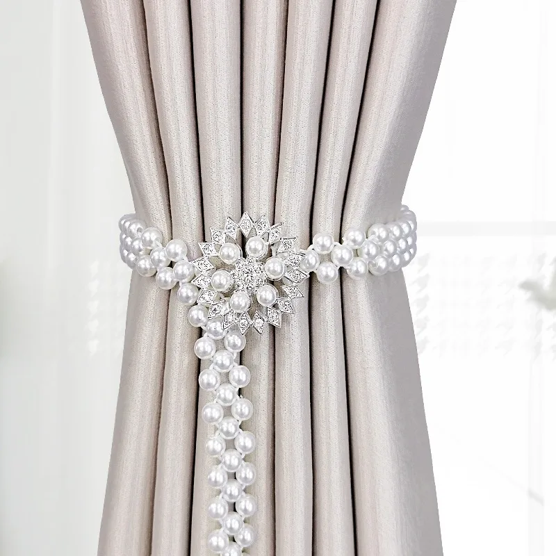 Simple Modern Curtain Buckle Straps Creative Hook Curtain Straps Adjustable ABS Pearl Elastic Lanyard Аксессуары Для Штор