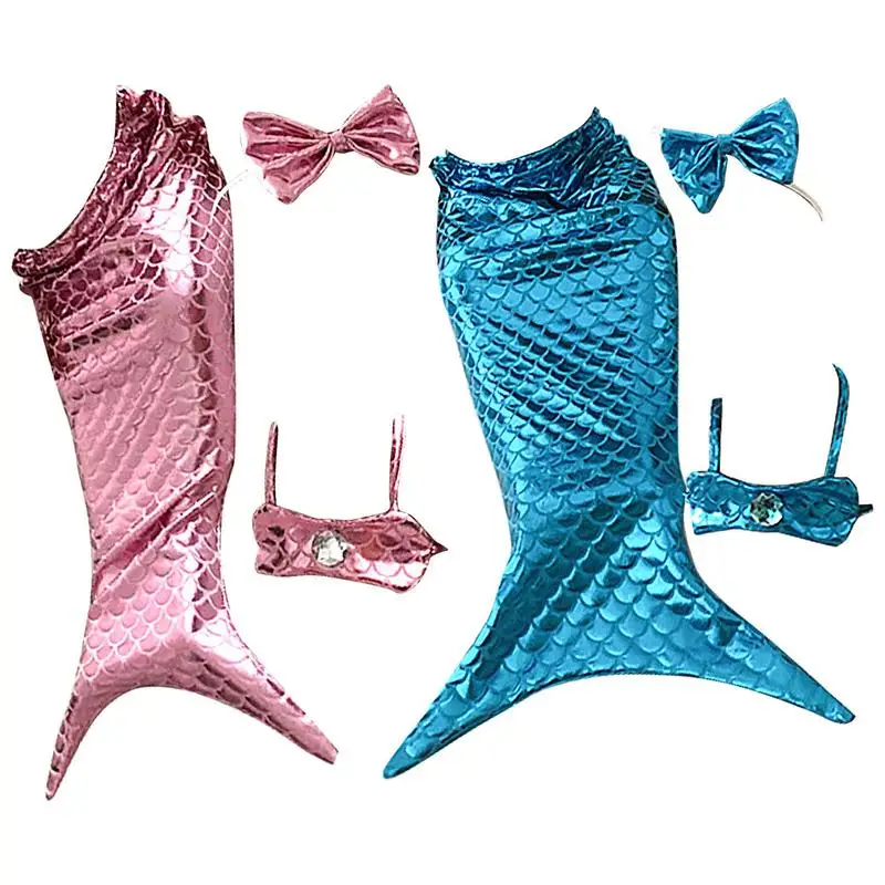 Cat Mermaid Costume Creative Funny Dog Cosplay Costume With Bow Headband And Halter Neck Top Kitten Outfit for Puppy and Cats,