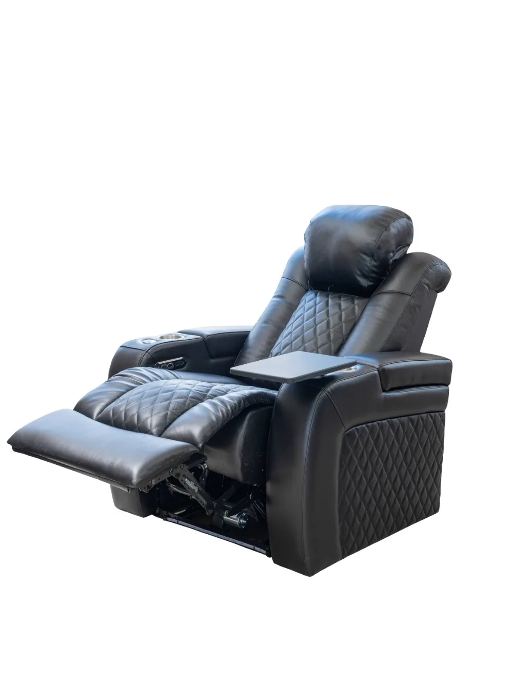 #Modern Luxury Home Theater Single Genuine Leather Electric Recliner Sofa Chair with Led Light