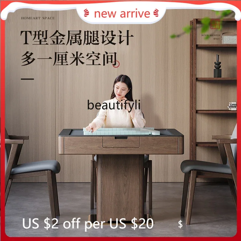 

G1218 automatic household ultra-quiet mahjong table and dining table dual-purpose integrated solid wood multi-functional small