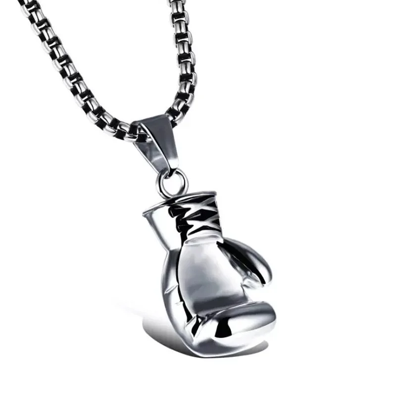 1 Piece Men Vintage Fitness Boxing Gloves Stainless Steel Chain Alloy Pendant Necklace Sport Chain Necklace For Men