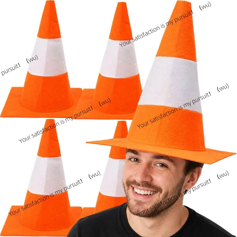 ZOCI-Funny Foldable Traffic Cone Hat Dress Up Masquerade Stage Hat Role Play All Age Halloween Costume Funny Hat Cosplay Event