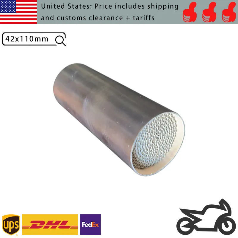 ตัวกรองไอเสียแบบรังผึ้งโลหะสำหรับรถจักรยานยนต์ ขนาด 42x110 มม. ระบบไอเสียแบบมีตัวเร่งปฏิกิริยา ช่วยกรองไอเสีย