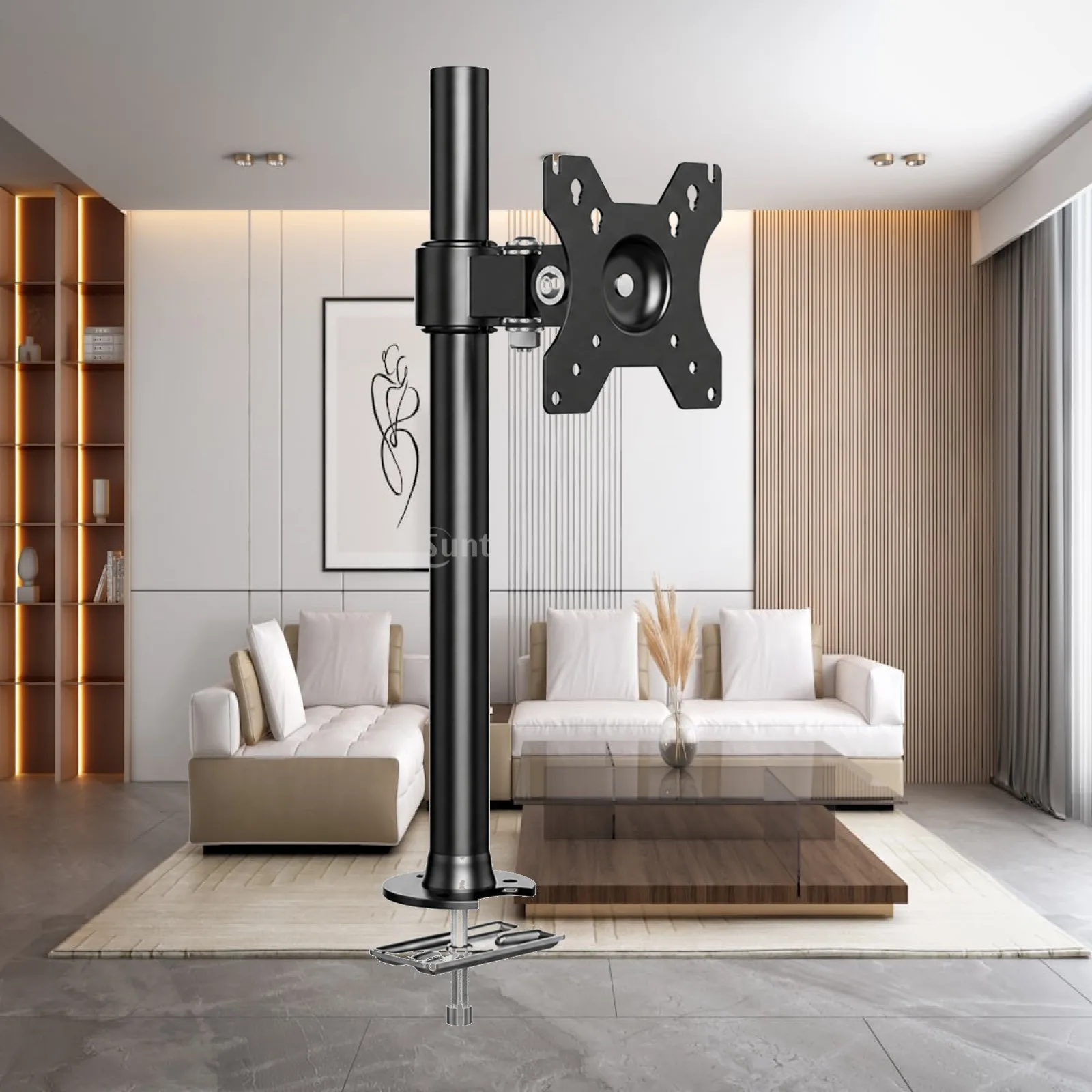 Monitor Stand with Through-Hole Clamp VESA Compatible Height-Adjustable Monitor Stand Sturdy Stable for Office Workers