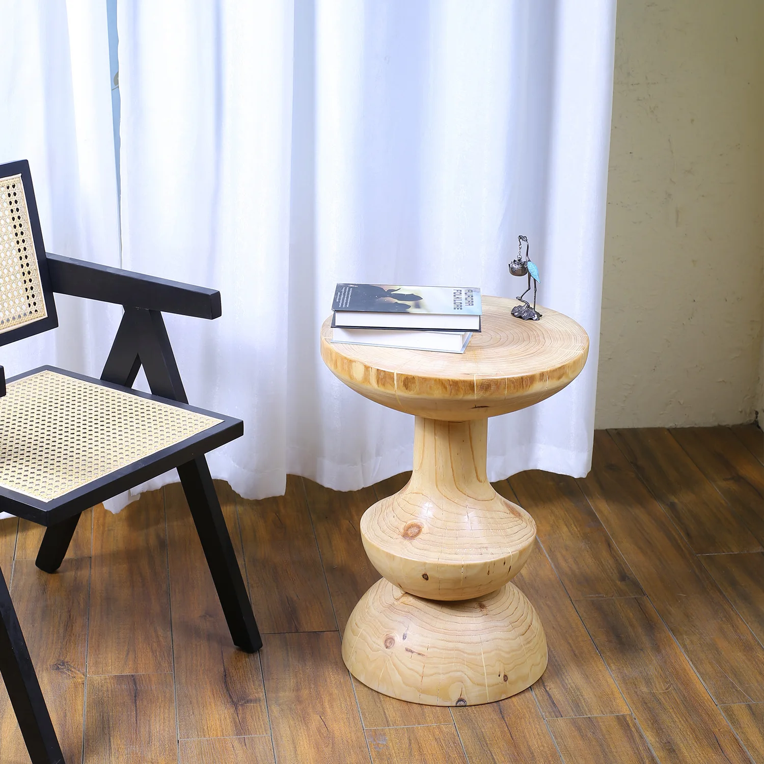 Log color creative wooden pier coffee table, bed and breakfast hotel wooden pier, solid wood stump corner table