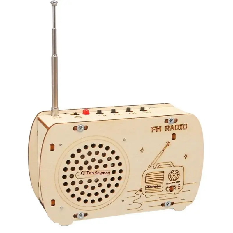 

DIY Wooden FM Radio Kit Vintage Assembly Electronic Soldering Project Educational STEM Toy For Students Kids Teens