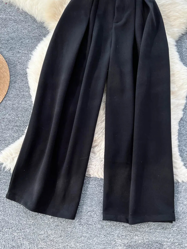 Pantalon large à taille haute Laid-ba Sle pour femmes, coupe ample, pantalon décontracté pour les trajets quotidiens, version coréenne, printemps 2026