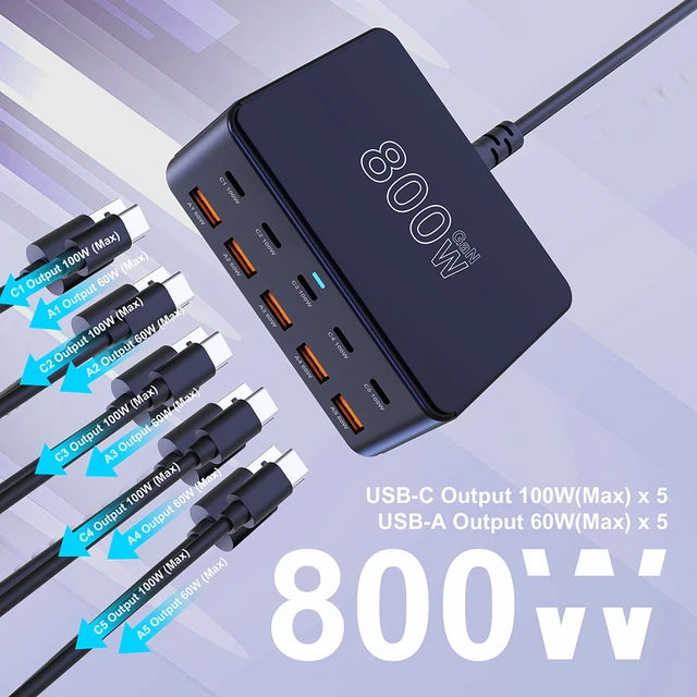 UHOMEBUY 100W GaN Multiport Charging Station – 3× USB-C PD 3.0 + USB-A for Laptop, iPhone, Samsung – view 4