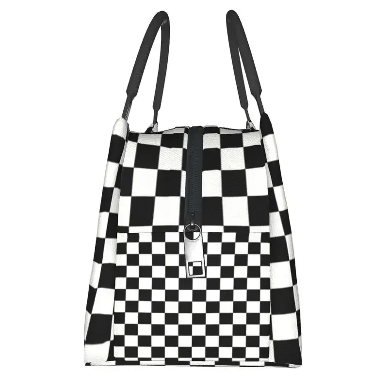 Custom Classic Checkerboard Lunch Bags Women Thermal Cooler Insulated Lunch Boxes for Picnic Camping Work Travel lunchbag