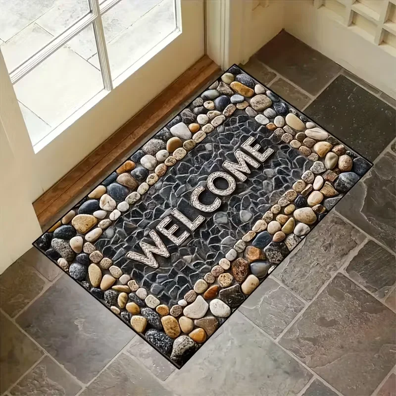 VIKAMA Stone Welcome Carpet Indoor And Outdoor Entrance Non-Slip And Anti-Fouling Doormat Living Room Decorative Floor Mat