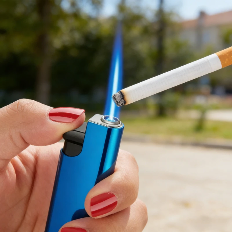New Brand Outdoor Windproof Direct Injection Blue Flame Lighter Cigarette Lighter Smoking Accessories Camping Tool Ignition Tool