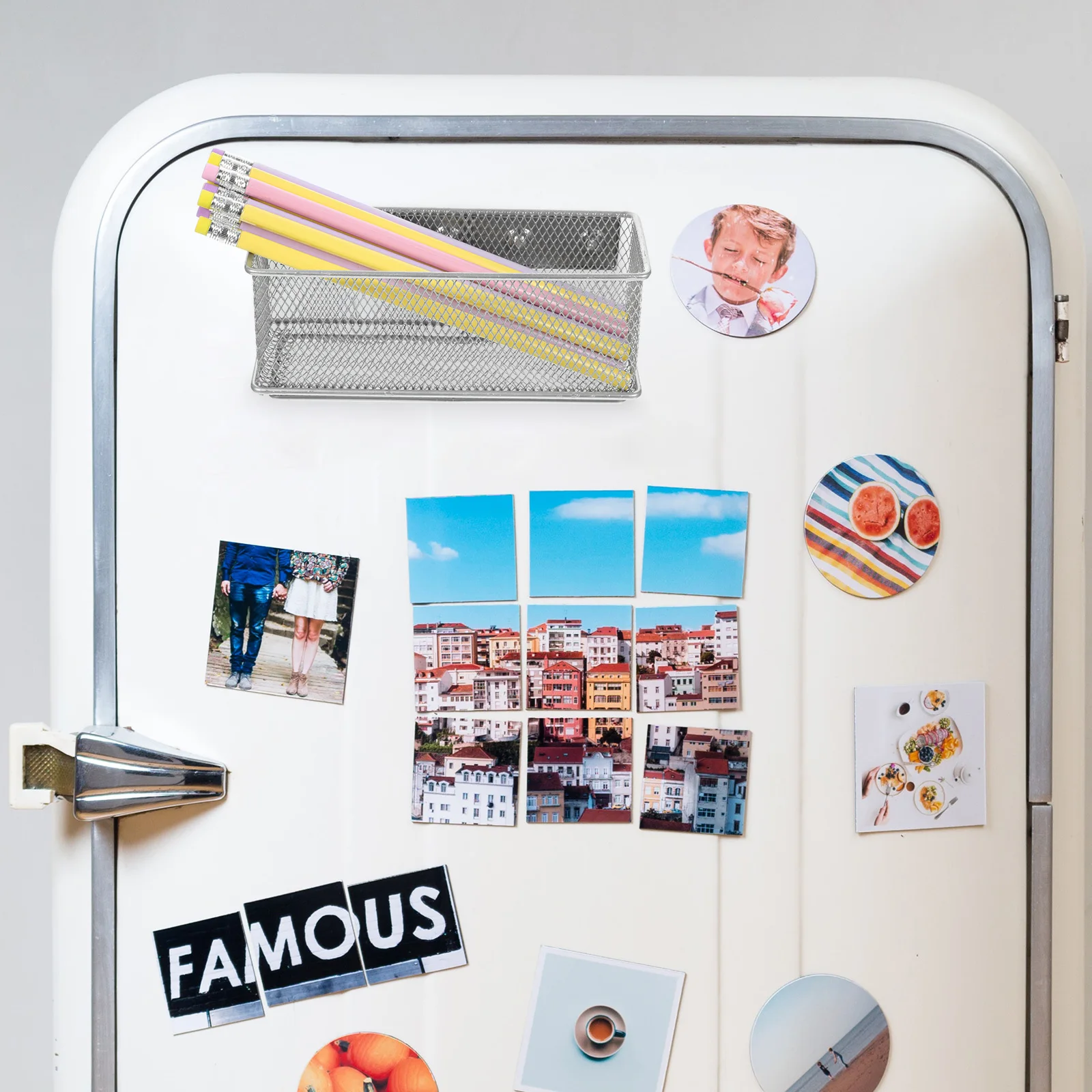 

Magnetic Pen Holder Large Capacity Metal Basket Keep Desk Organized Fashionable Design Suitable for Office School Home Storage