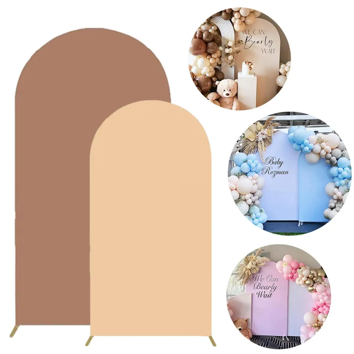 Double-Sided Arch Stand Cover Nude Brown Arch Backdrop Cover Wedding Baby Shower Birthday Party Decoration Photo Shoot Backdrop