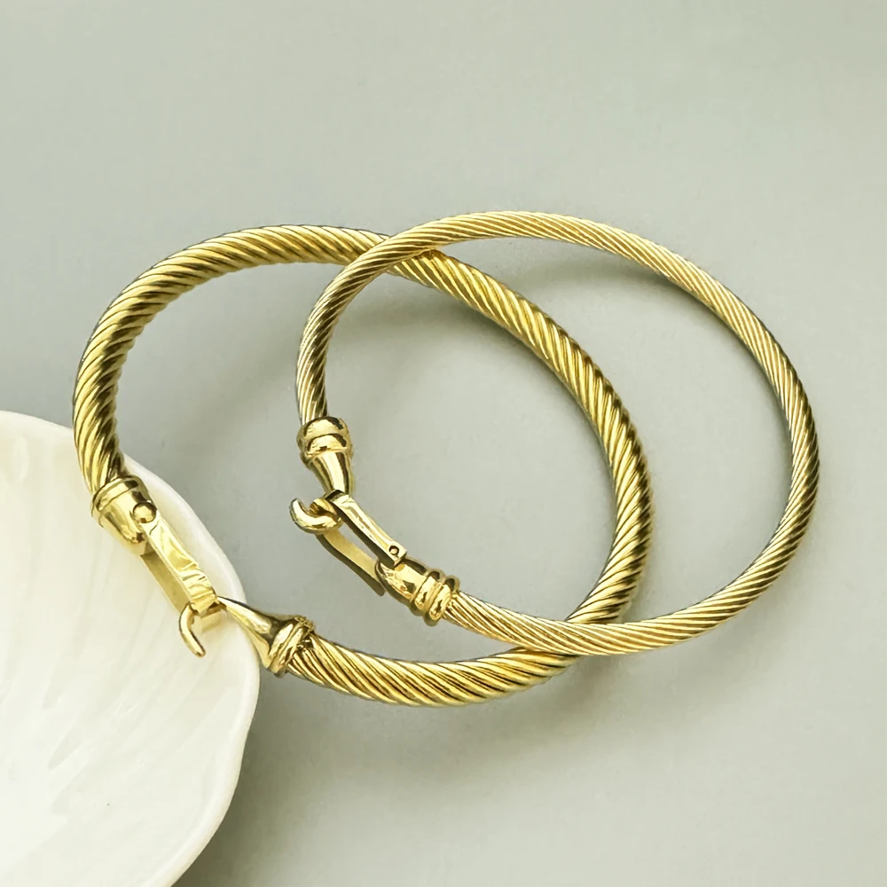 Trendy Charm Cuff Tie Knot Bracelets And Bangles for Men 3 Colors  Stainless Steel 304 Wire Thin Simple Gift Jewelry