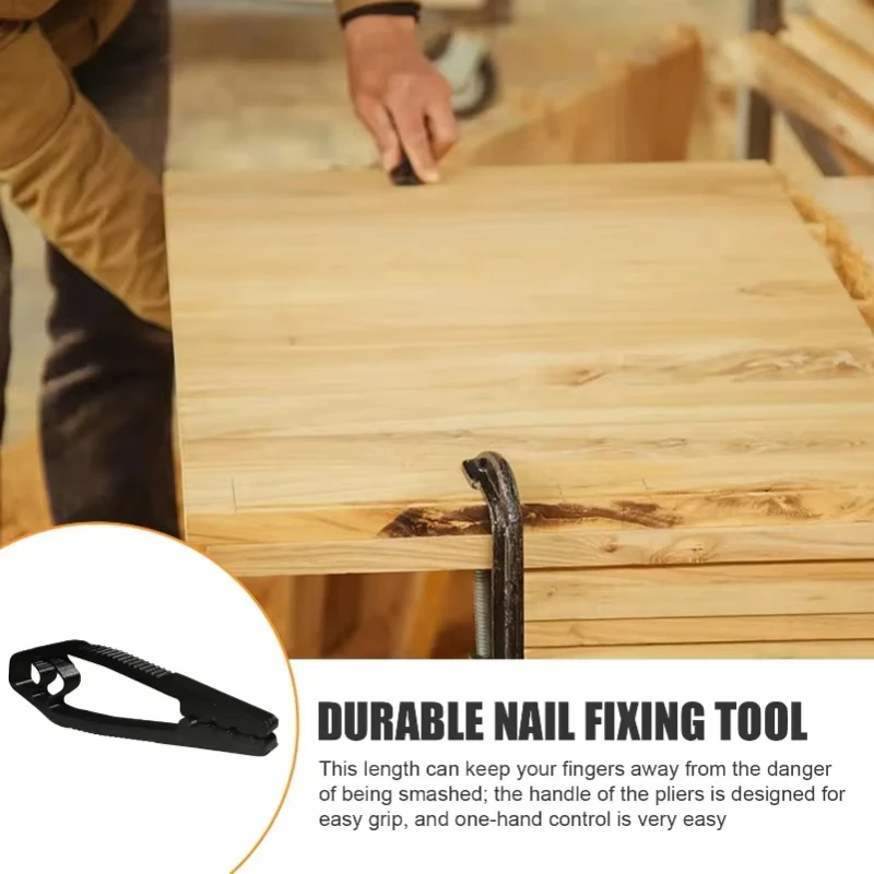 Portable Nail Fixer Woodworking Tool withPlastic Sliding Joint Pliers Finger Protection for Maintenance And Woodworking Projects