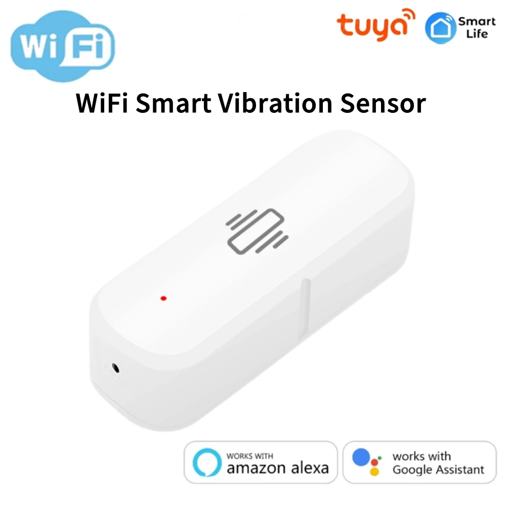 Tuya WiFi Smart Vibration Sensor Detection Door Window Break Burglar Detection Home Burglar Alarm Smart Life Security Protection