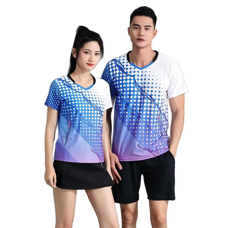 

New Sports Tennis T Shirts Men Women Badminton T Set Table Tennis Uniforms Girls Ping Pong Jerseys Gym Sports Suit Qucik Dry