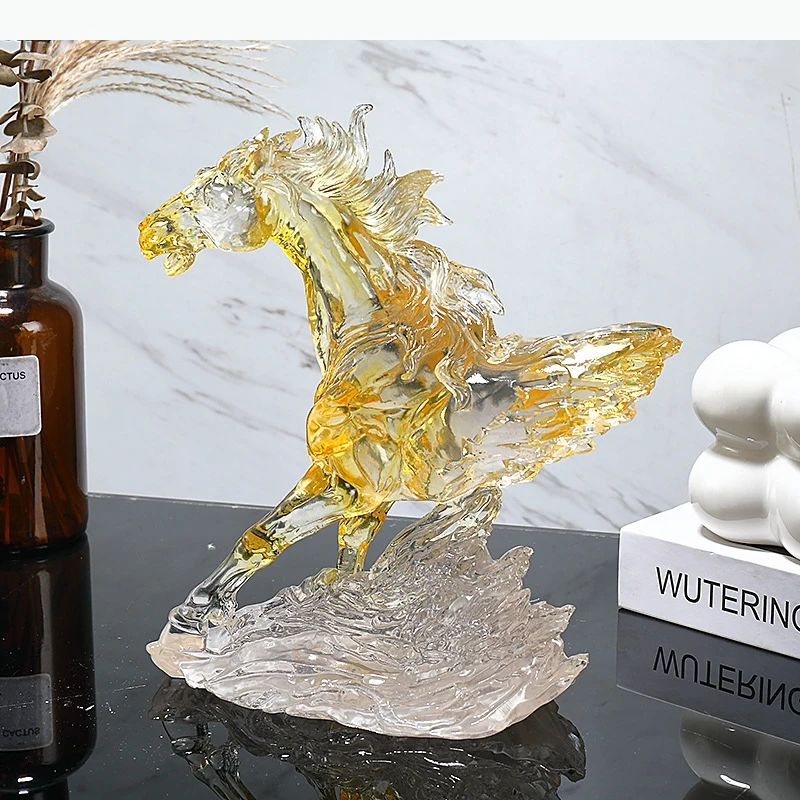 Transparent Galloping Horse Animal Sculpture Desk Decoration Ornaments Modern Crafts Statue Room Aesthetic Decor