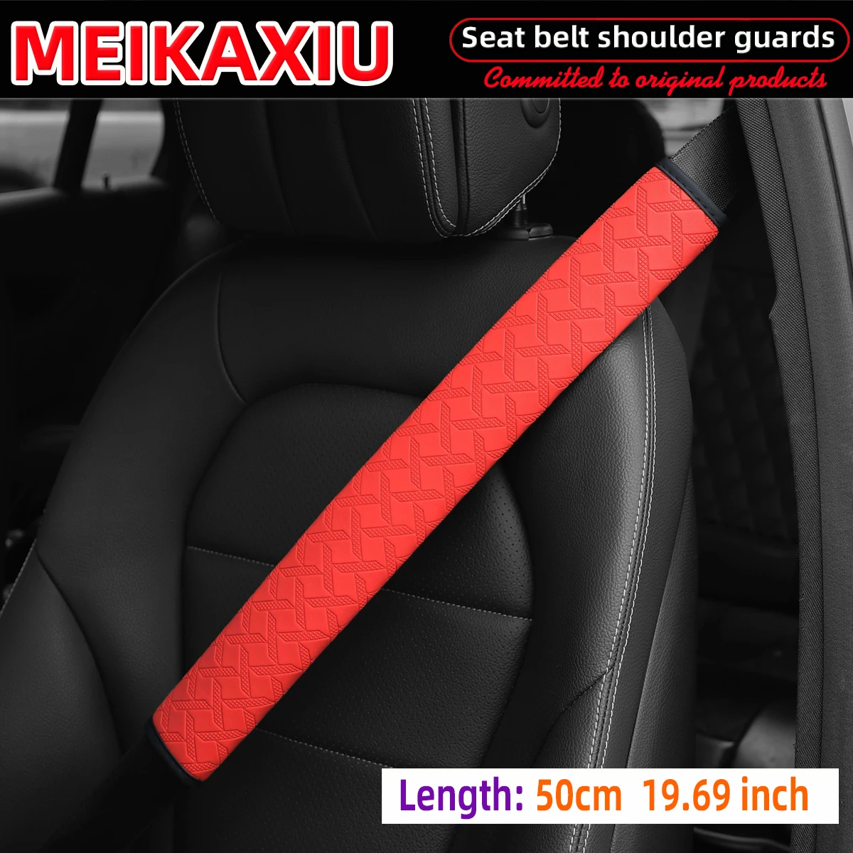 50 cm PU-Leder-Auto-Schulterschutz-Abdeckung, langes, geprägtes Sicherheitsgurt-Dekoration, 19,69 Zoll, Autozubehör