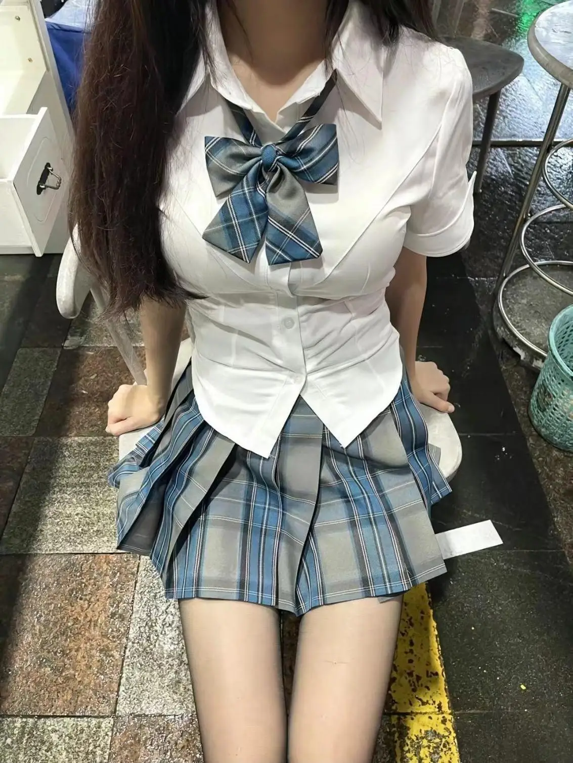 Conjunto F de Verão com Csa de Manga Curta e Saia Psada Estilo orme Escolar com Cintura Marcada Pure Desire ...