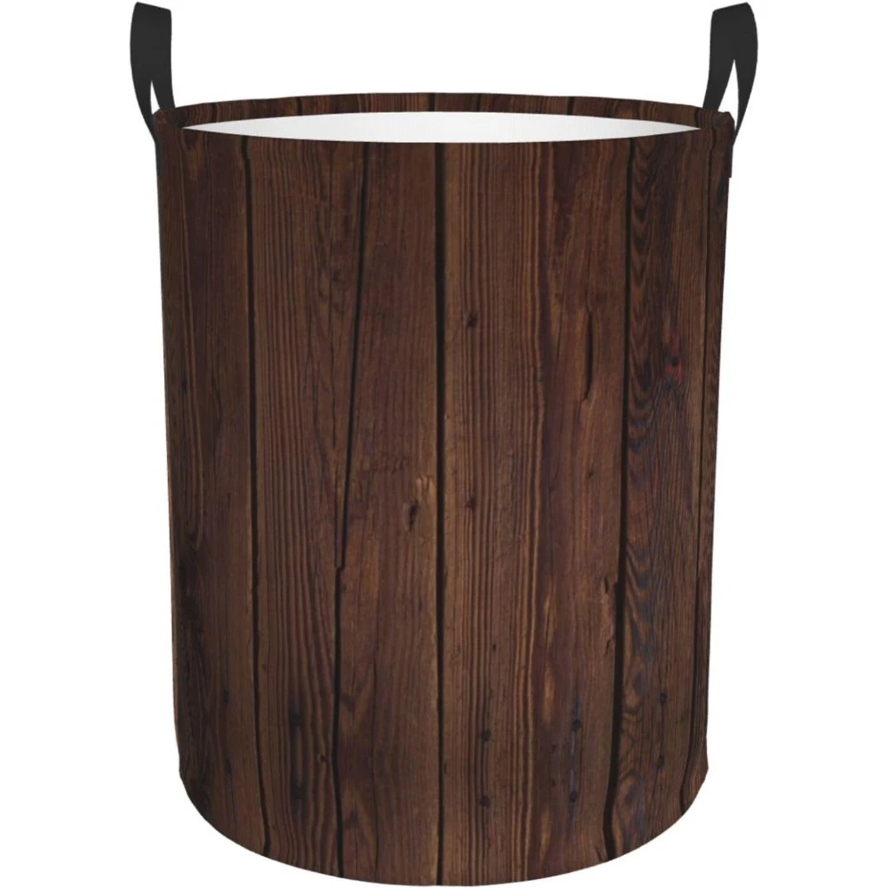 

Vintage Wood Foldable Laundry Basket Organizer,Fabric Clothes Toy Storage Basket Nursery Hamper Storage Bin For Household