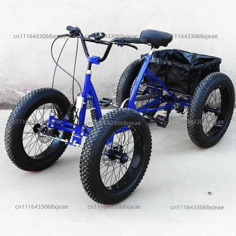 20inch cargo bike fat tire 4 wheel bicycle pedal four wheeler can be used as cargo for city travel with storage basket bicicleta