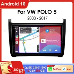 Car Radio Qualcomm Multimedia For VW Volkswagen POLO 5 2008 - 2017 Vento Wireless Carplay Android 16 Auto Car Radio stereo