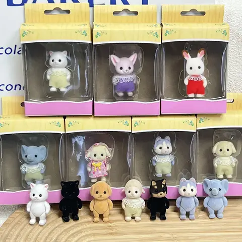 Sylvanians 가족 Kawaii 플러시 새로운 애니메이션 동물 인형 몰려 들고 장식 어린이 놀이 집 코스프레 클래식 장난감 어린이 선물