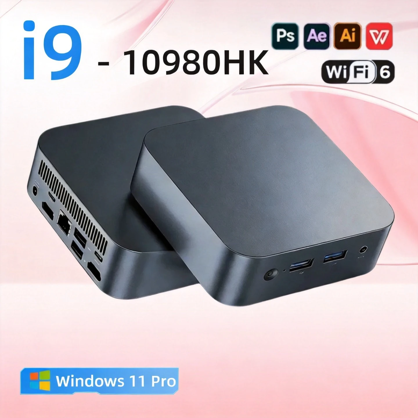 New PC Mini Intel Core i9 10980HK Gaming PC Computer 16GB RAM M.2 SSD Windows 11 Pro WiFi 6 BT5.2 UHD Gamer Desktop PC