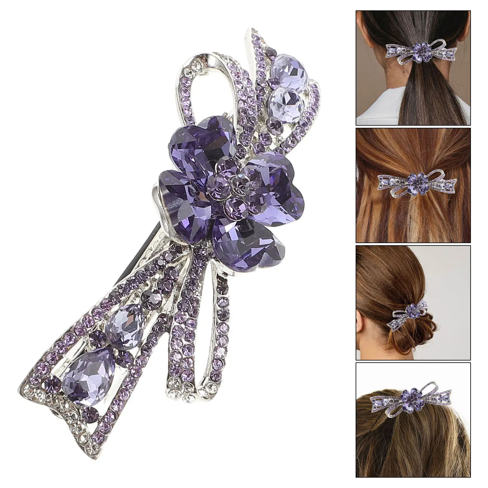 

Премиальная автоматическая заколка для волос со стразами во французском стиле, надежная фиксация, без повреждений, идеально подходит для повседневного использования, вечеринок и свадебных образов