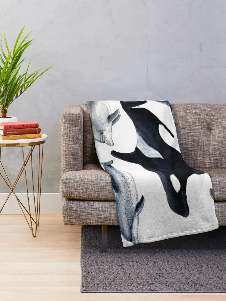 Whales, dolphins, orca and sperm whale Throw Blanket Stuffeds funny gift Blankets