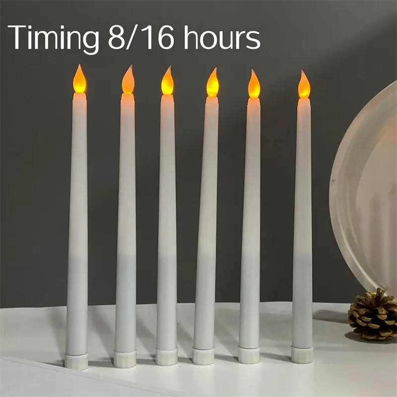 LED Flameless Flickering Taper Candles 3D Wick Candles Lamp with Remote Control Tea Lights Wedding Home Decor Battery Operated