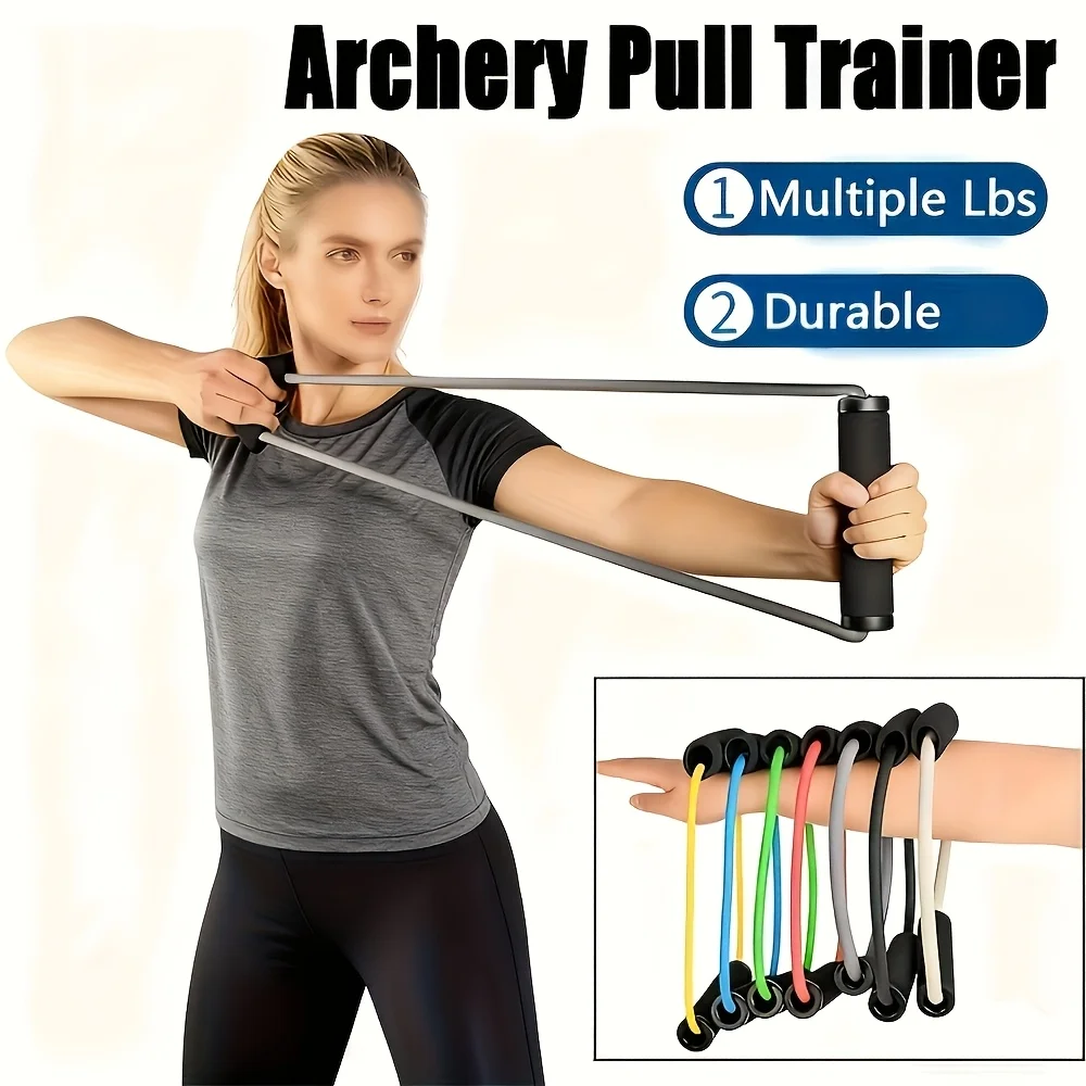 Bow and Arrow Pull Training Device, Portable Resistance Training Band, Home and Outdoor Fitness Equipment, Safe Non-Slip Grip