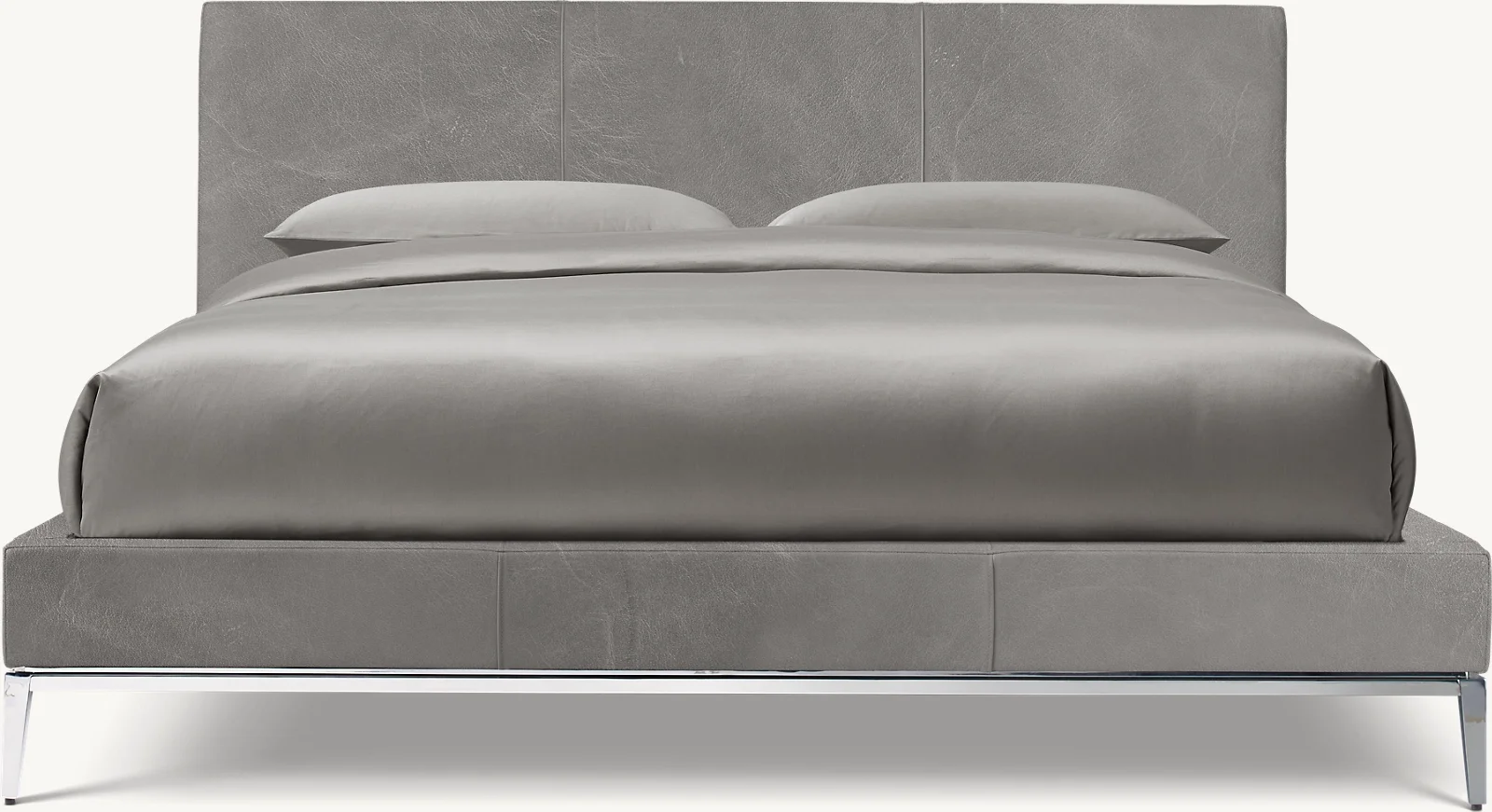 x−Morden Luxury ITALIA LEATHER PANEL PLATFORM BED METAL BASE king Size Bed Frame Bedroom Furniture&