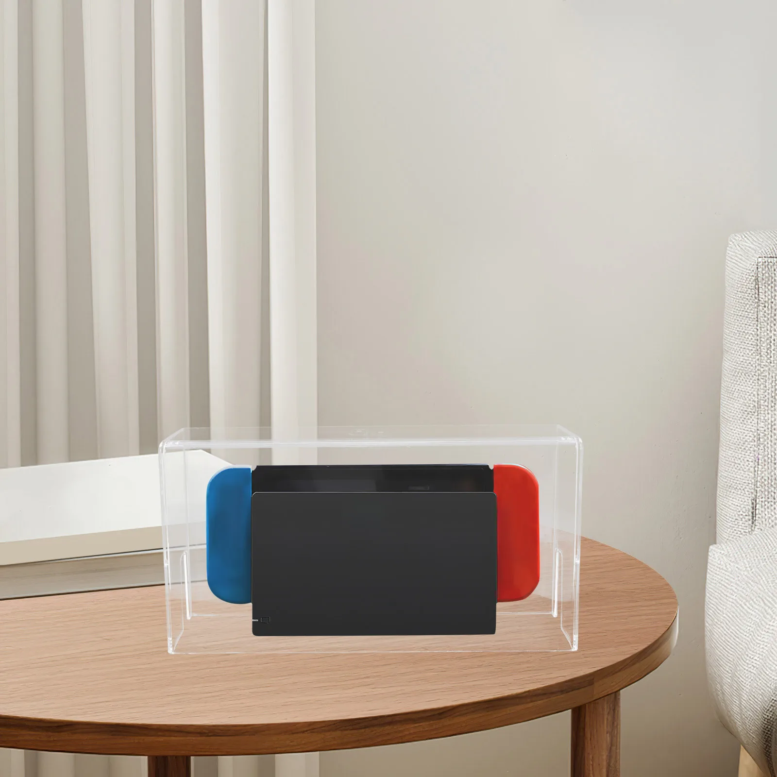 

Transparent Game Machine Holder Case Clear Acrylic Storage Box for Console Protection with Controller Compartment Portable