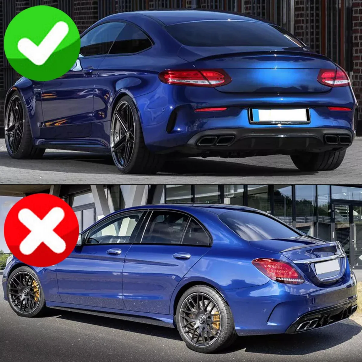 Magickit Rear Diffuser with Exhaust Tips for Mercedes Benz C Class C205 A205 Coupe 2015-2018 C63 Style Rear Bumper Diffuser Lip